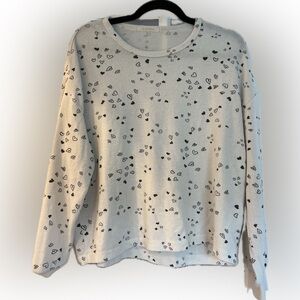 Z Supply Soft Fleece Pullover Heart Print: Size SP